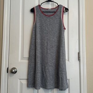 Hem & Thread Striped Midi Dress - Black and White with Red Trim